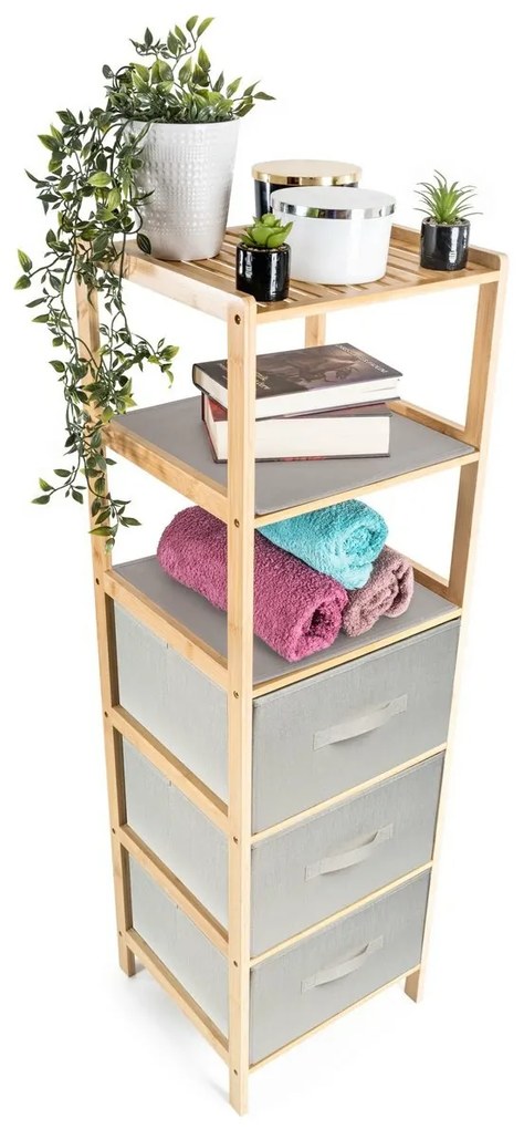 G21 Bambusowy regał z koszykami, 5 półek, beżowy, 5 pięter