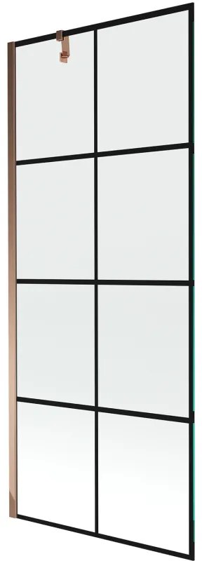Mexen Next parawan nawannowy 1-skrzydłowy 80 x 150 cm, czarna kratka, różowe złoto - 895-080-000-00-77-60