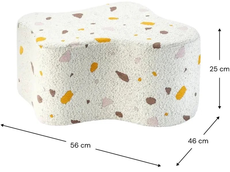 Biały puf dziecięcy z materiału bouclé/z tkaniny szenilowej Terrazzo Cloud – Wigiwama