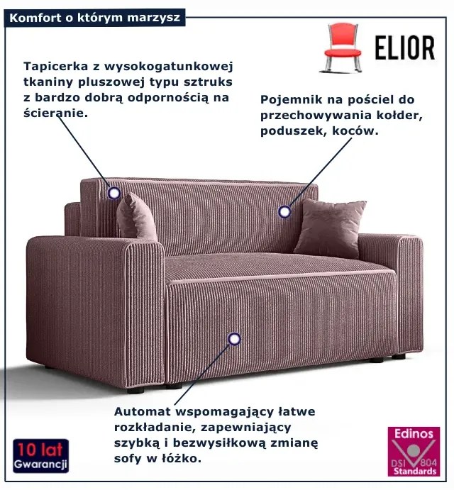 Różowa rozkładana sofa z pojemnikiem Z4-F02