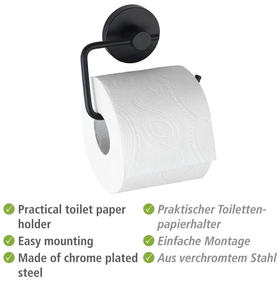 Czarny uchwyt na papier toaletowy Wenko Vacuum-Loc® Milazzo