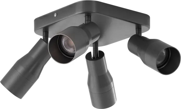 Kwadratowy plafon sufitowy GU10 50 mm, 4-punktowy, kolor ciemnoszary - Stanley