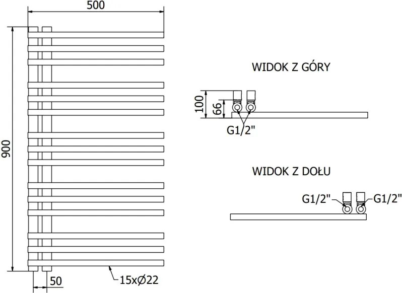 Mexen Neptun grzejnik łazienkowy dekoracyjny 900 x 500 mm, 291 W, złoty - W101-0900-500-00-50