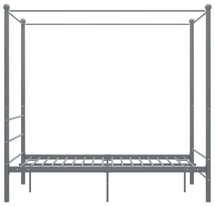 Szare rustykalne łóżko z baldachimem 120x200 cm - Aveiro