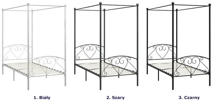 Czarne metalowe łóżko z baldachimem 90x200 cm - Nila