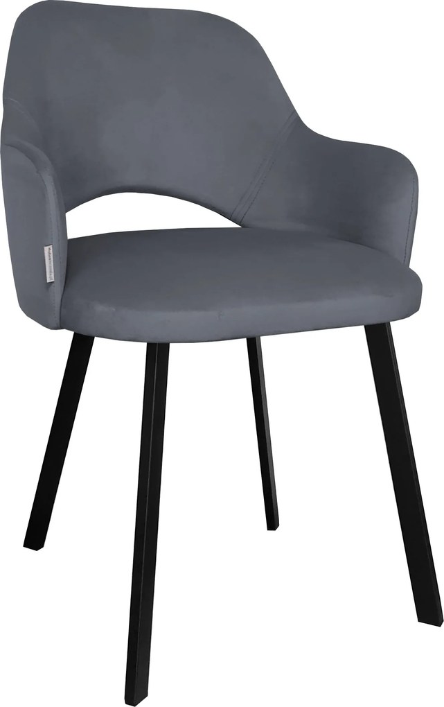 Krzesło Milano tkanina Welur noga metalowa elegancki komfort wnętrza : Kolor nogi - Czarna profil, Kolor tkaniny - VELVET - BL14, Typ siedziska - Siedzisko obrotowe 360°