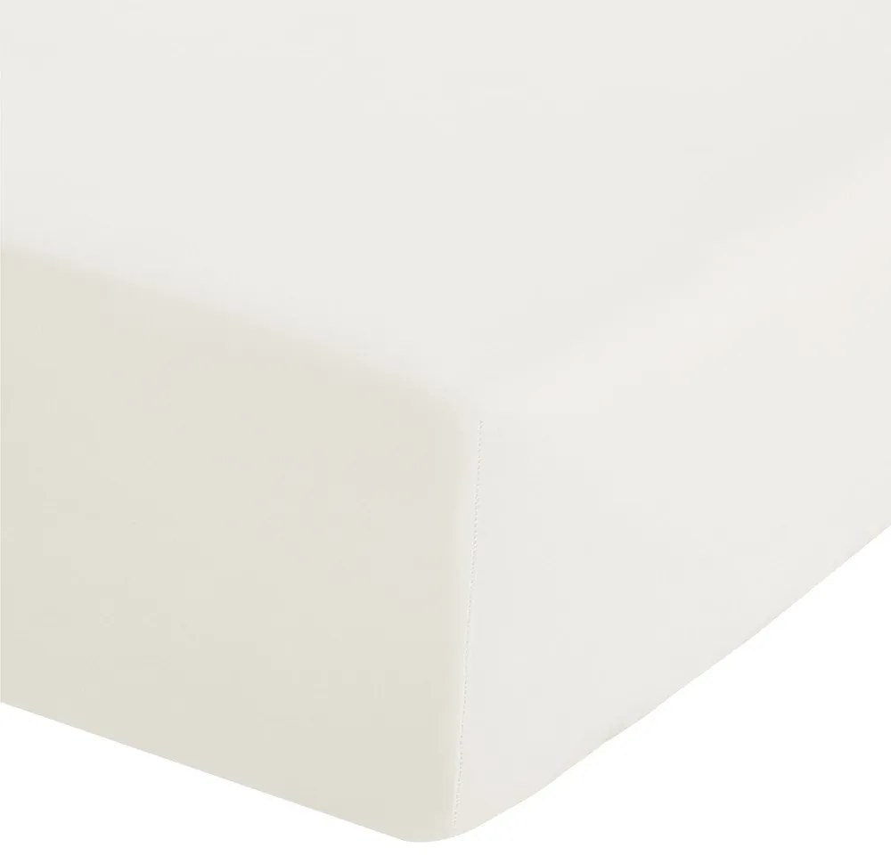 Kremowe prześcieradło z perkalu z gumką 135x190 cm Easy Iron Percale – Catherine Lansfield
