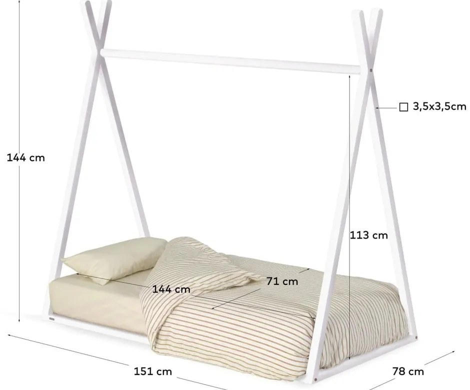 Białe łóżko dziecięce w kształcie domku z drewna bukowego 70x140 cm Maralis – Kave Home