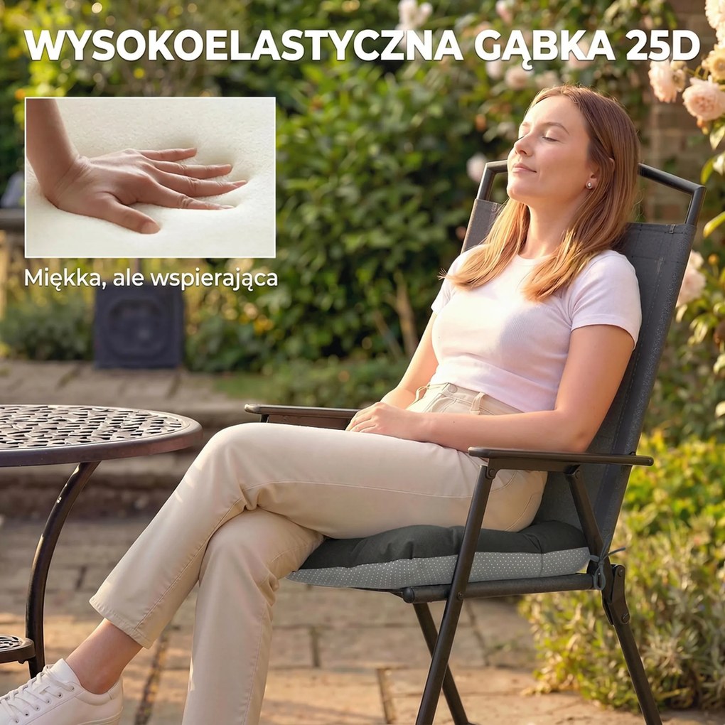 Outsunny Zestaw 4 poduszek na krzesła 39,5 x 39,5 x 10 cm z paskami, antypoślizgowe poduszki do użytku wewnętrznego i zewnętrznego | Aosom PL