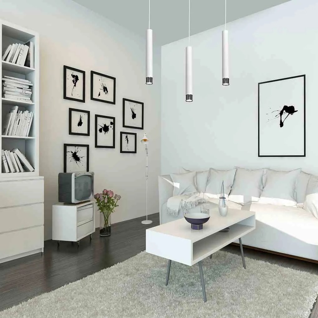 Lampa wisząca, potrójna, biała, DANI WHITE/CHROME 3xGU10