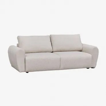 Rozkładana Sofa Trzyosobowa Z Tkaniny Bouclé Ohio Tkanina Bouclé W Kolorze Kremowo-beżowym - Sklum