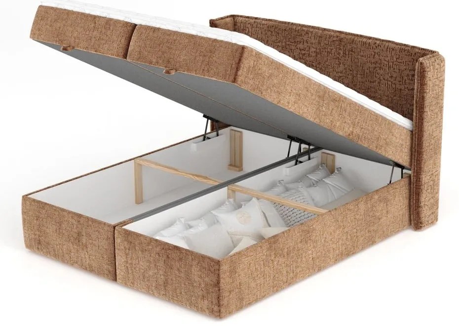 Pomarańczowe łóżko boxspring ze schowkiem 180x200 cm Passion – Maison de Rêve