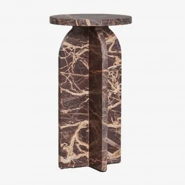 Zestaw 2 Okrągłych Stolików Nocnych Ø30 Cm Z Marmuru Graham Czerwony Marmur Cherry Gold - Sklum