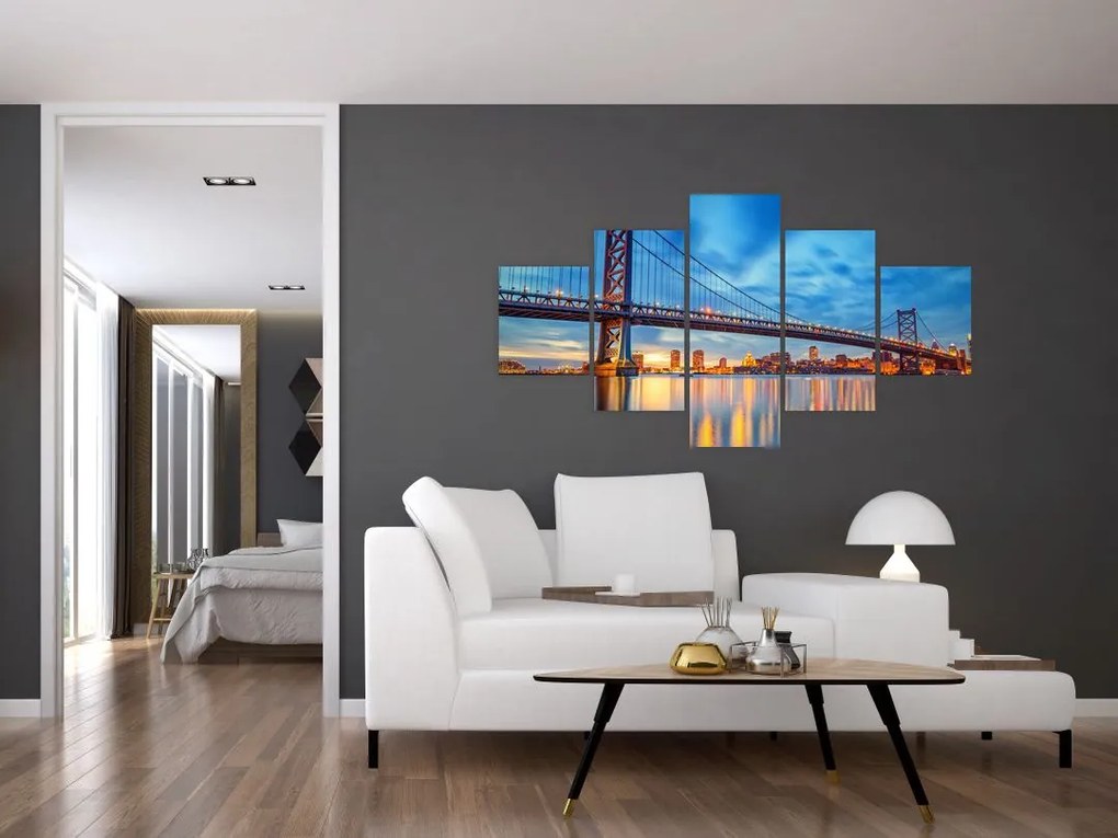 Obraz - Most Benjamina Franklina, Filadelfia (125x70 cm)