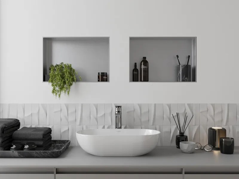 Mexen X-Wall-NR półka wnękowa bez kołnierza 45 x 30 cm, inox - 1911453010