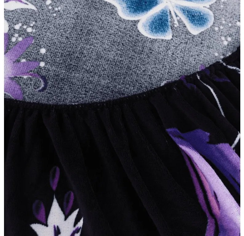 PrzytulneMieszkanie.pl Prześcieradło z mikropluszu VIOLET BUTTERFLY 200x200 cm ciemnoniebieskie