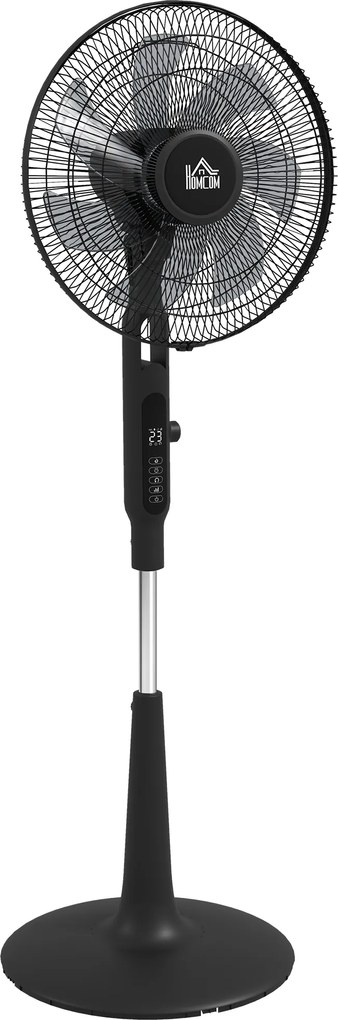 HOMCOM Wentylator stojący cichy z pilotem, 3 tryby pracy, 28 prędkości, funkcja przeciw komarom i oscylacja, czarny | Aosom PL