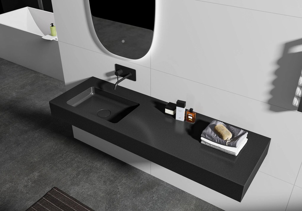 Umywalka wisząca BA8014 z odlewu mineralnego