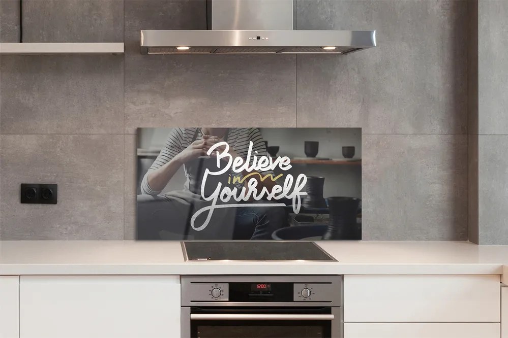 Szklany Panel Człowiek i Napis