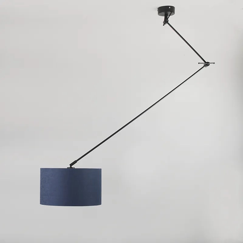 Lampa wisząca czarna z kloszem 35 cm niebieskim regulowanym - Blitz Nowoczesny Oswietlenie wewnetrzne