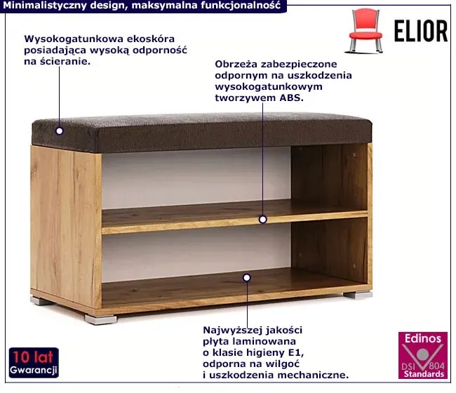 Szafka na buty z siedziskiem dąb craft + lava mat - Kyle 14X