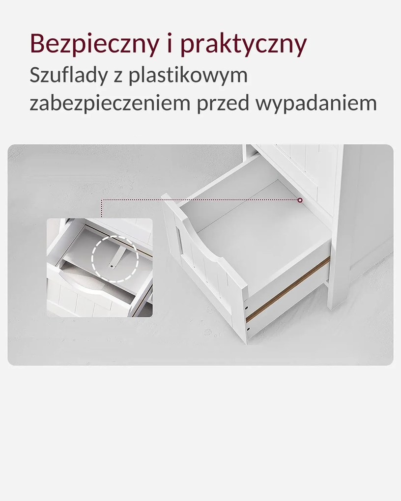 Vasagle Szafka do łazienki z 4 szufladami PAULA, 30x30x82cm, biała
