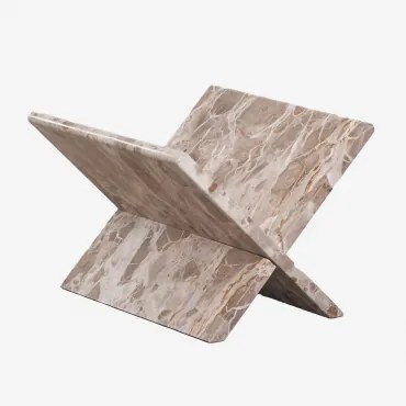 Stojak Na Czasopisma Na Podłogę Z Marmuru Kristoff Marmur Beżowy Panther - Sklum