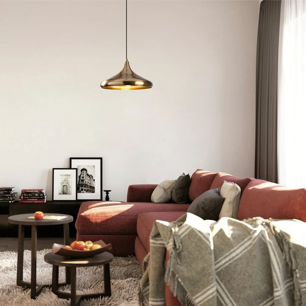 Lampa wisząca w kolorze złota z metalowym kloszem ø 35 cm Berceste – Opviq lights