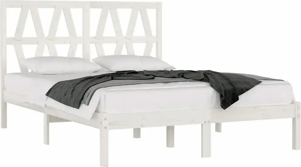 Białe skandynawskie łóżko z drewna 120x200 W3-N84