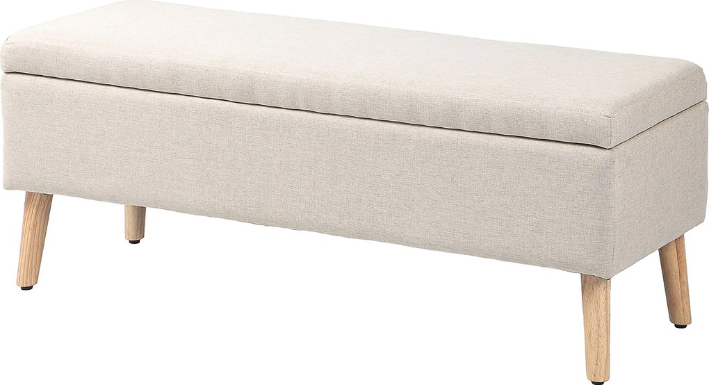 HOMCOM Ławka z Przestrzenią do Przechowywania, do 120 kg, Wygląd Lnu, 110x39x45cm, Kolor Beżowy