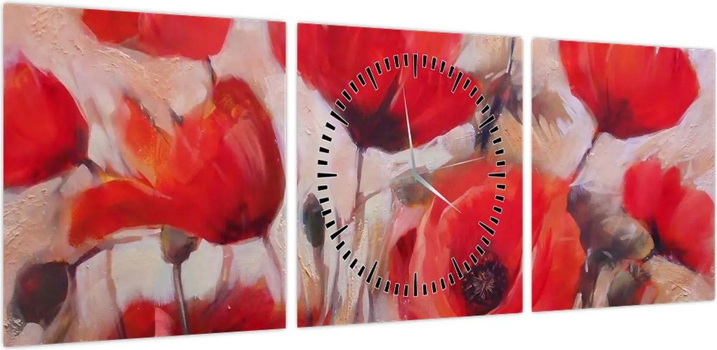 Obraz - Wilcze maki (z zegarem) (90x30 cm)