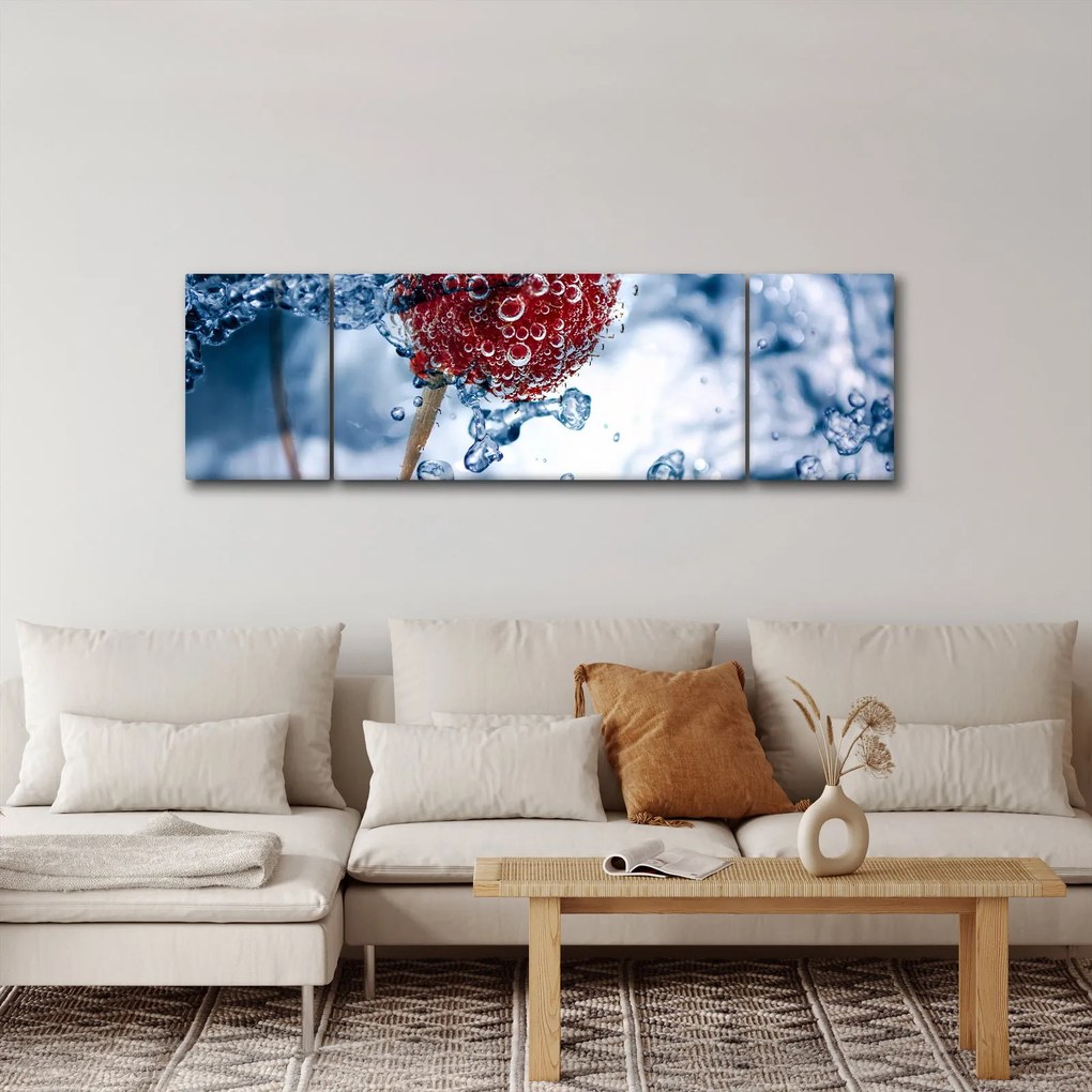 Obraz - szczegół maliny w wodzie (170x50 cm)