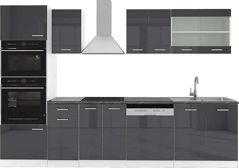 Aneks kuchenny antracytowy wysoki połysk/biały 300x60x81.6 r-line