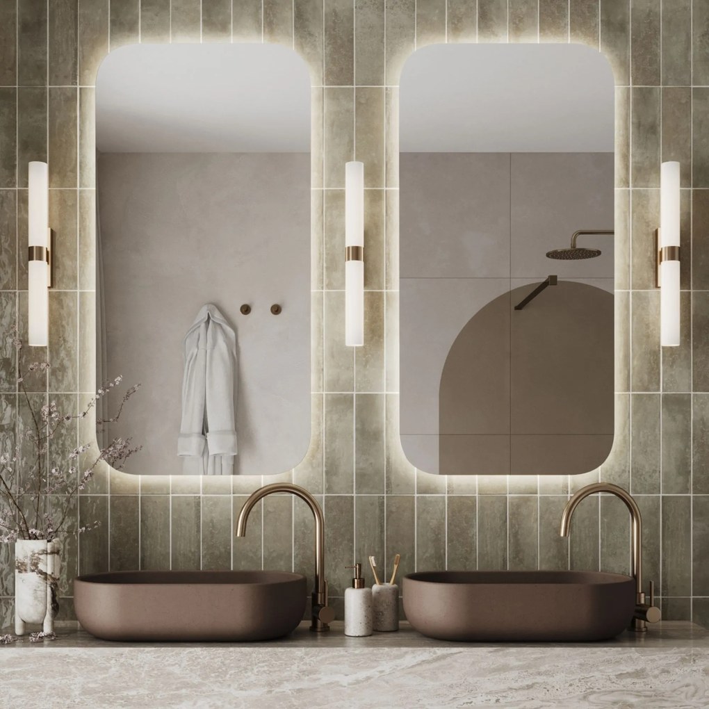 Lustro prostokątne bez ramy oszlifowane obracalne z podświetleniem LED ROUND | Różne rozmiary | Różne kolory szkła : Kolor tafli szkła - Srebrny, Rozmiar - 50 x 100 cm