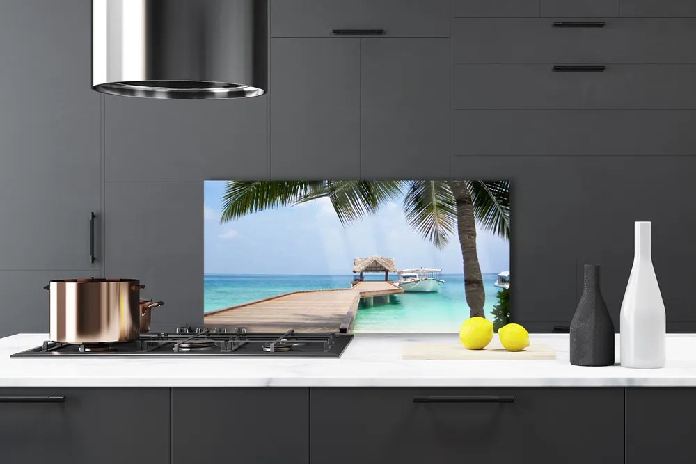 Szkło do Kuchni na Ścianę Stalowy Gigant nad Zatoką