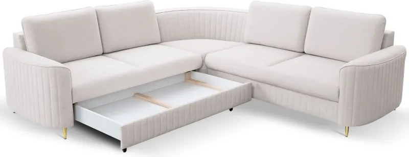 Narożnik LAREN nowoczesna sofa z funkcją spania pojemnik na pościel lewa strona CASTEL 04 251x251x85 cm