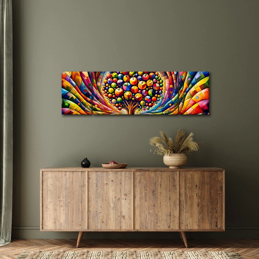 Obraz – Kolorowe drzewo z jabłkami (170x50 cm)