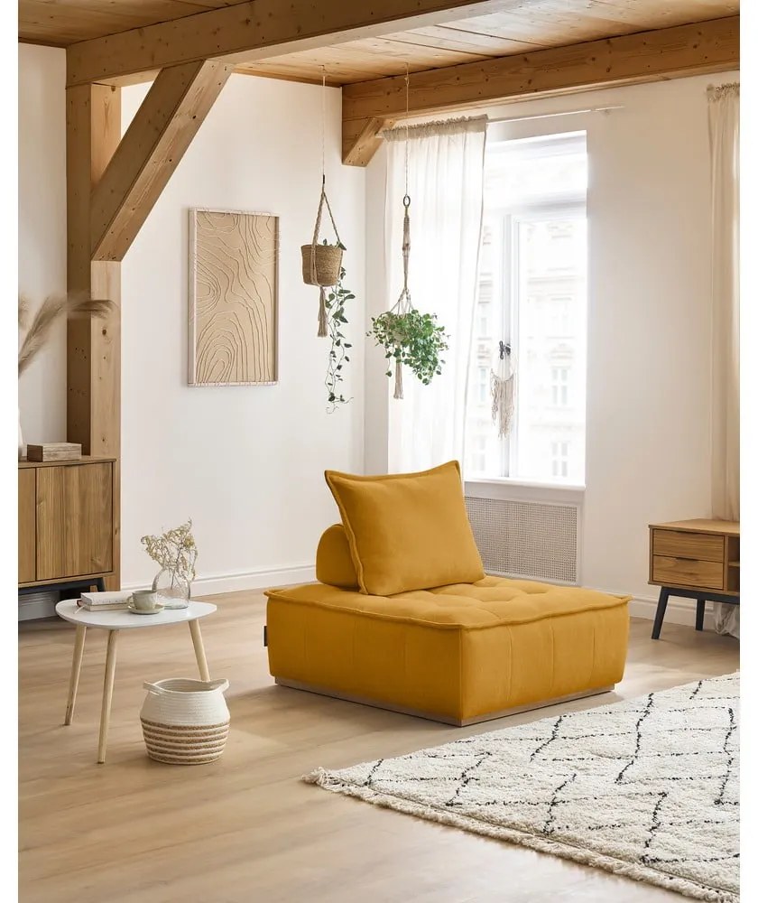 Musztardowy fotel z tkaniny szenilowej Elisa – Bobochic Paris
