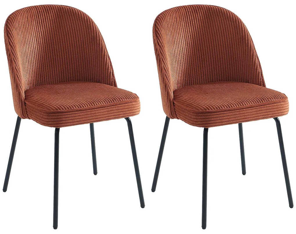 Zestaw 2 krzeseł ze sztruksu i czarnego metalu – Terakota – ALPALI