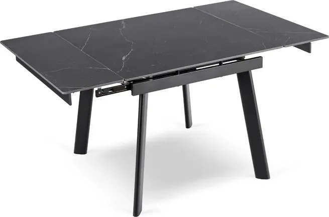 Stół Rozkładany Kwadratowy LARES 90-150 cm Ceramiczny Czarny Marmur/Czarny Loft