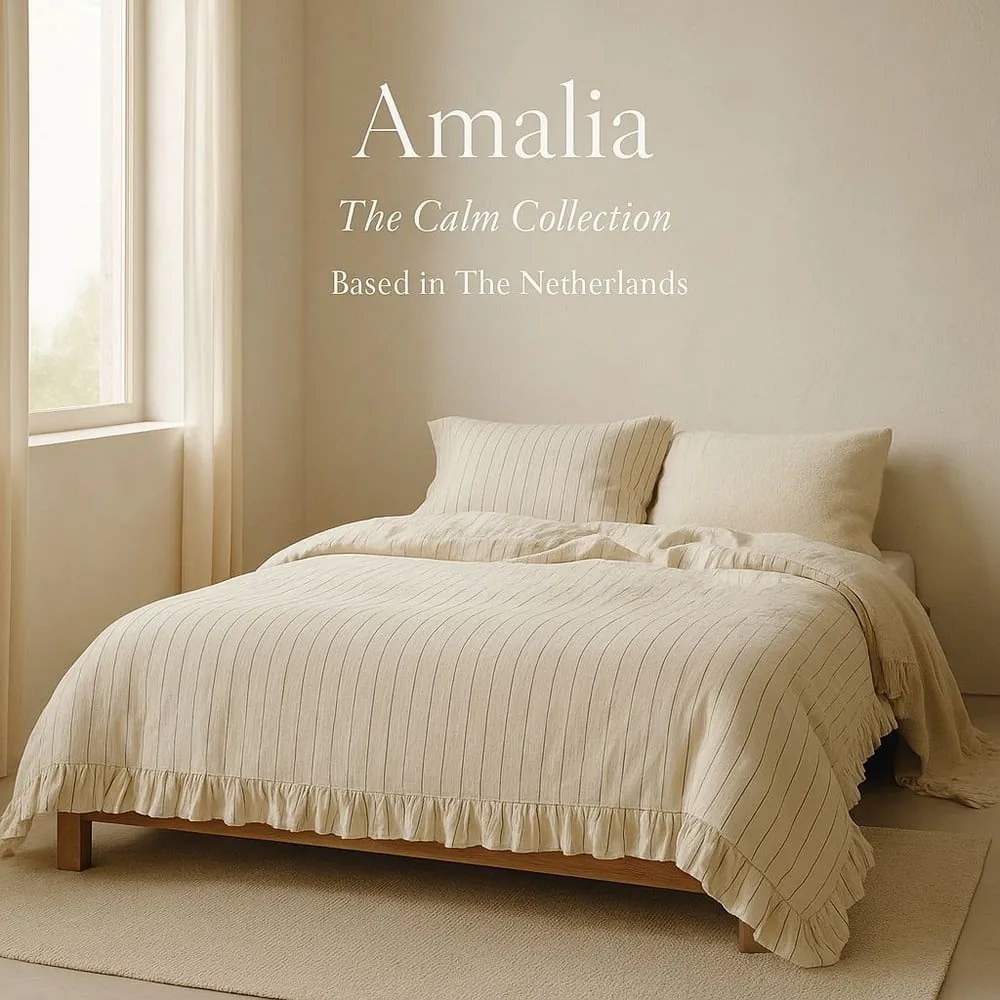 Beżowa pościel dwuosobowa z bawełny renforcé 240x220 cm Amalia Striped – Mila Home Luxury