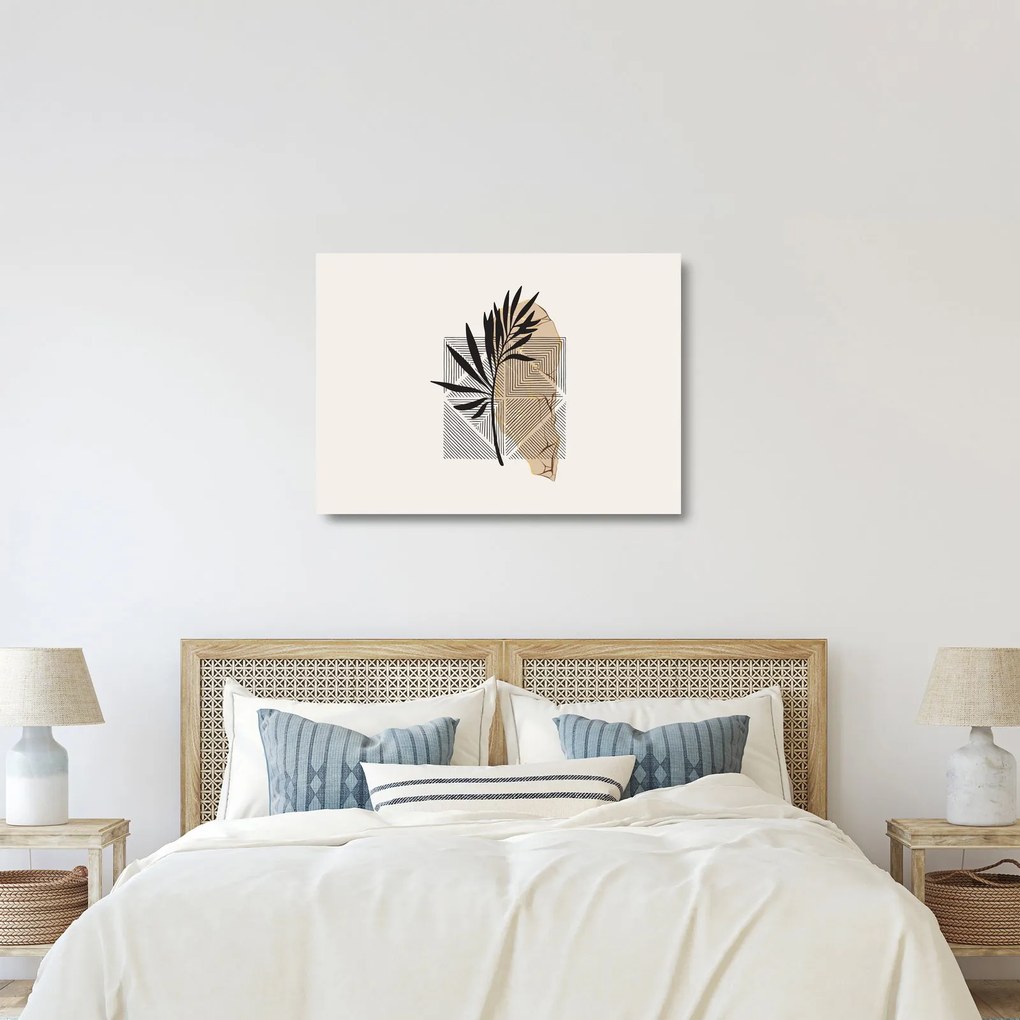 Obraz na szkle - Abstrakcja z tropikalnymi liśćmi N⁰1 (70x50 cm)