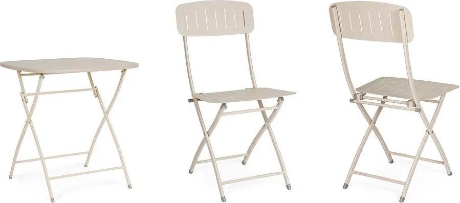 Beżowy stalowy zestaw mebli ogrodowych dla 2 osób Yvonne – Bizzotto