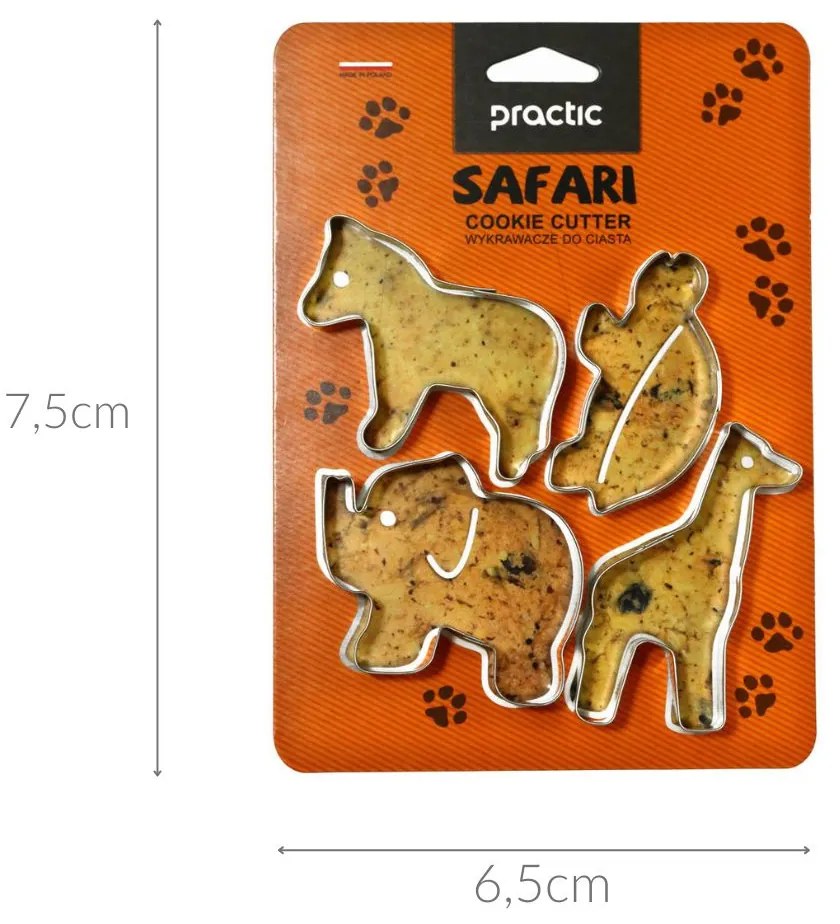 Zestaw foremek do ciasta, safari, 4 sztuki