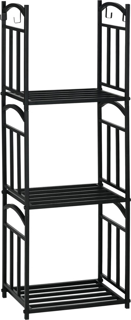 Outsunny Regał na drewno kominkowe 3 poziomy 46×32×126 cm, czarny
