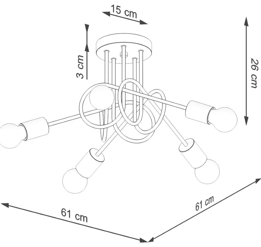 Lampa sufitowa w czarno-naturalnym kolorze 15x61 cm Tumber – Sollux