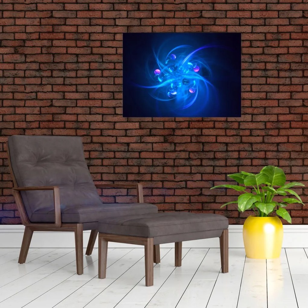Obraz na szkle - nowoczesny obraz niebieskiej abstrakcji (70x50 cm)