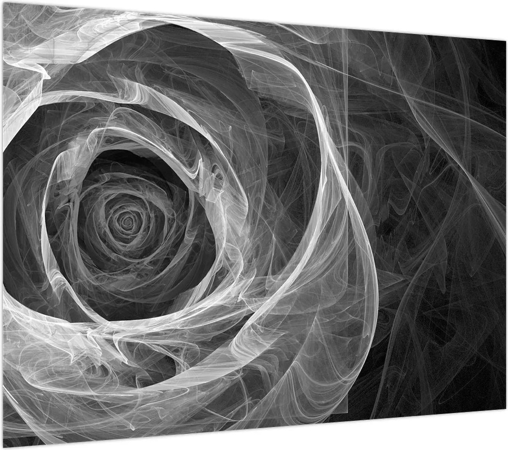 Obraz - Abstrakcyjna róża czarno-biała (70x50 cm)