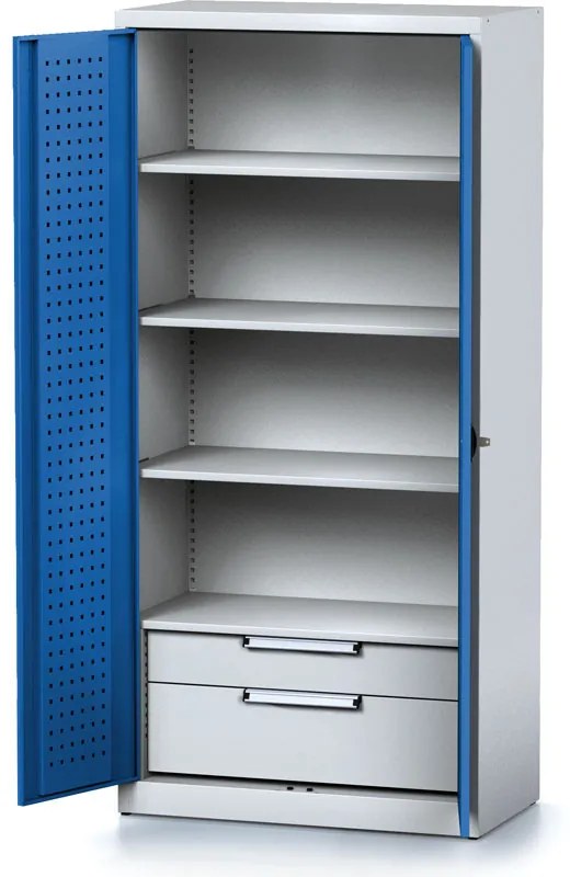 Szafa warsztatowa MECHANIC, 1950 x 920 x 500 mm, 3 półki, 2 szuflady, niebieskie drzwi