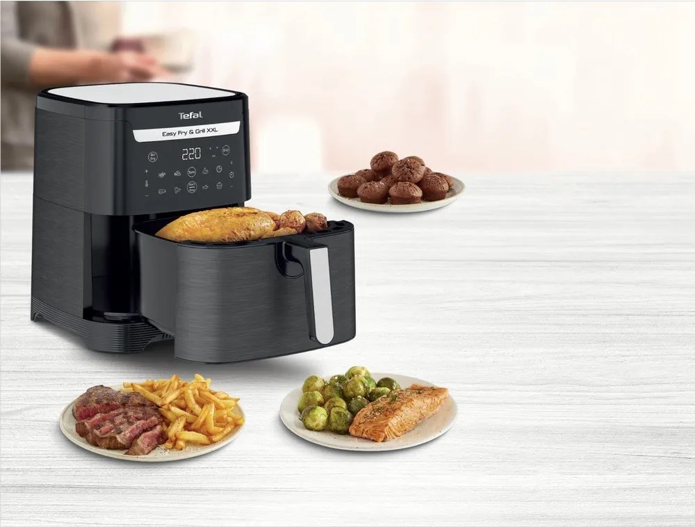 Czarna frytkownica beztłuszczowa Easy Fry &amp; Grill XXL EY801815 – Tefal